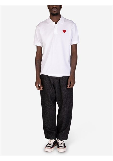play polo shirt unisex white in cotton COMME DES GARÇONS PLAY | AX-T006-0515